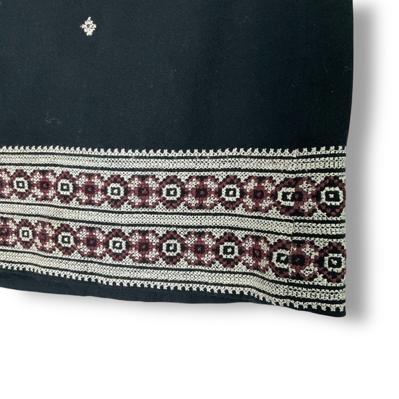 Madewell Gabine Embroidered Mini Skirt Sz 0 Cotton Black Aztec Lined - Picture 4 of 8